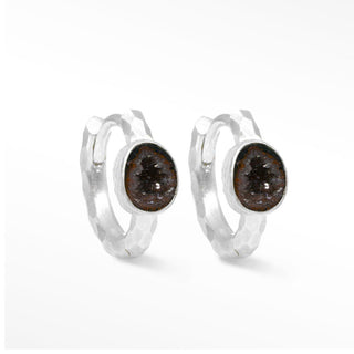 Element Mini Geode Silver Hoop Earrings 18mm - Nina Wynn