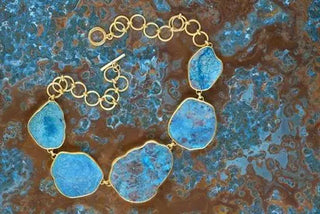 Turquoise-colored gemstone necklace from the archived Maharani collection.
