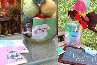 A decorated treat table from an archived studio puppy party.