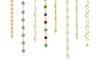 Nina Wynn gold chain designs with gemstone and geometric details