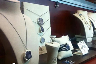 Jewelry displayed at Raybar Fine Jewelry in an archived retailer photograph.