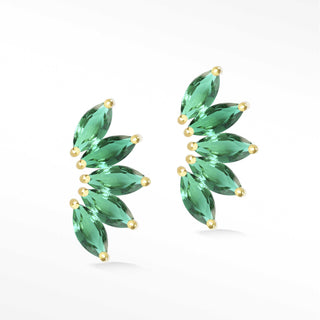 Embrace the Elegance: Wild Lotus Emerald Flat Back Earrings - Nina Wynn