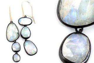 Over the Moon drop earrings with pale moonstones, from the 2016 collection archive.
