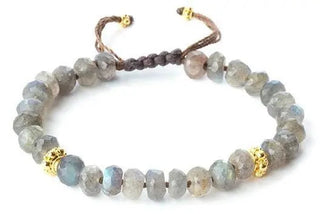 Archived Heirloom gemstone bracelet with metal accents and a woven closure.