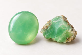 Editorial illustration of apple-green chrysoprase chalcedony