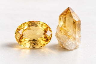 Editorial illustration of golden yellow citrine quartz