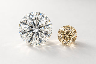 Editorial illustration of colorless and champagne diamond appearances