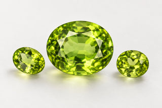 Editorial illustration of yellow-green faceted peridot