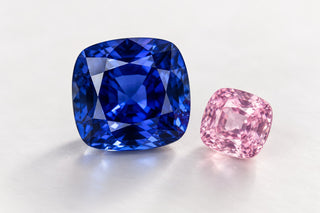Editorial illustration of blue and pink sapphire