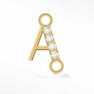 Nina Wynn lab-grown diamond letter A connector with side loops in 14K yellow gold