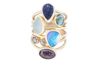 Archived Heritage gemstone rings in gold, featured in JCK in 2016.