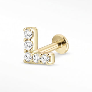 Flat Back Earrings Threadless Diamond 14k Gold Chevron | Wynning Stud
