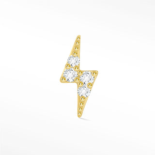 Flat Back Earring Small Lightning Bolt Diamond 14k Yellow