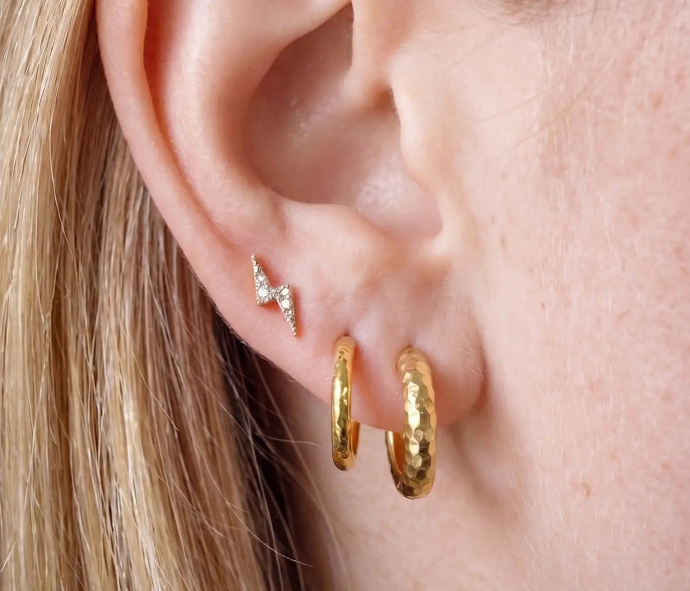 14k gold cartilage hoops for fully healed ear piercings