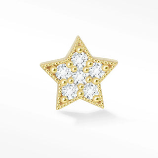 14k gold flat earrings star adorned with clear crystals and gold beads ideal for elegant everyday wear