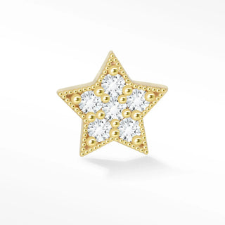 14k gold flat earrings star adorned with clear crystals and gold beads ideal for elegant everyday wear