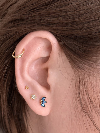 14k Gold Flat Back Earrings Star Diamonds