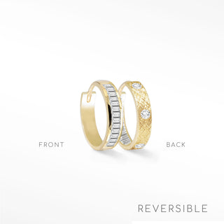 Hoop Earrings Diamond 14k Gold Baguette | Wynning Reversible Hoops