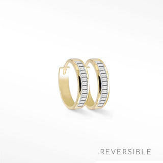 Hoop Earrings Diamond 14k Gold Baguette | Wynning Reversible Hoops