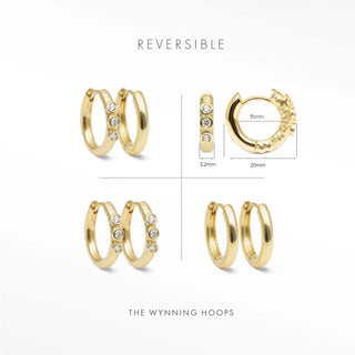 Telletubies 14k gold hoop earrings with reversible smooth and diamond-encrusted sides in fine jewelry design