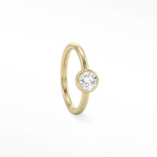 14K yellow gold solitaire seam ring with a round lab-grown diamond in a polished bezel setting