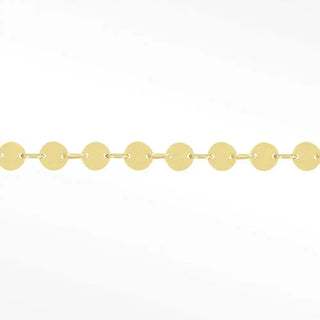 Discover nina wynn’s 14k yellow gold mirror round permanent bracelet. High-shine polished discs crafted