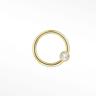 Nina Wynn Ouray 14K yellow gold seam ring with one round lab-grown diamond