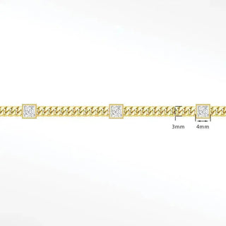 Cuban 3mm square bezel 10k gold chain designer line for permanent necklace - 10k yellow / moissanite / unclassified