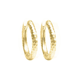 Hoop Earrings 14k Gold Hammered 20mm by Nina Wynn, product view