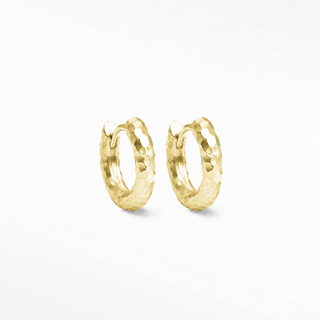 Hoop Earrings 14k Gold Hammered |  Wynning Hoops
