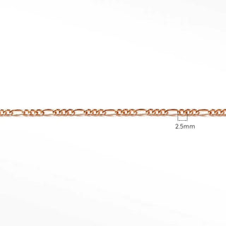 2.5mm figaro diamond cut 14k rose gold chain with a sleek polished finish ideal for a permanent ring gold chain