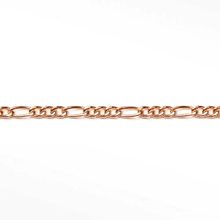 Rose gold 2.5mm figaro diamond cut gold chain with polished sleek sturdy design for permanent ring