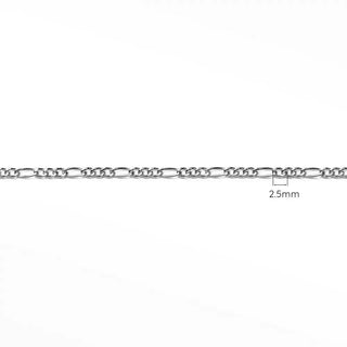 Silver-toned 2.5mm figaro diamond cut gold chain with polished interlocking links for permanent ring