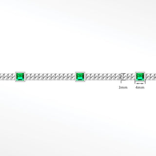 Permanent chains emerald princess cuban 3mm designer line | 14k white