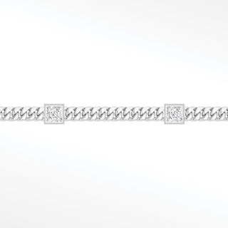 Permanent chains moissanite princess cuban 3mm designer line | 14k white