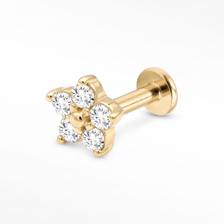 Flat Back Earrings Threadless Diamond 14k Gold Daisy | Wynning Stud