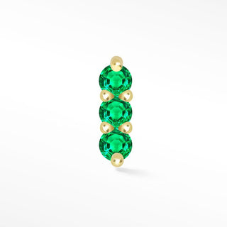 3 Scones Emerald Flat Back Earring 14k Yellow Gold - Nina Wynn