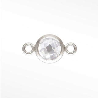 Round Bezel CZ 4mm Sterling Silver Connectors for Permanent Jewelry (pack of 4)