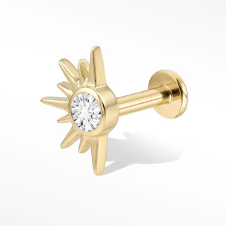 Flat Back Earrings Threadless Diamond 14k Gold Demi Star | Wynning Stud