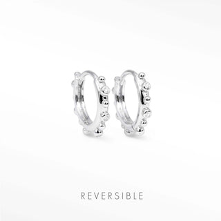 Athena Natural Diamond Silver Reversible Huggies 15mm - Nina Wynn