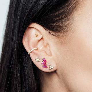 Baby butterfly flat back earring 14k yellow gold - 14k
