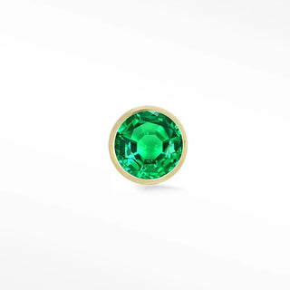 Bezel Emerald Flat Back Earring 14k Yellow Gold - Nina Wynn