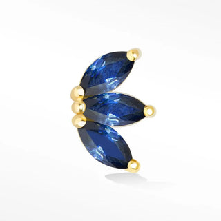 Blue Sapphire Flat Back Earrings Baby Lotus 14k Yellow [product_metal] [product_color]  - Nina Wynn Designs 
