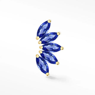Blue Sapphire Flat Back Earrings Lotus 14k Yellow [product_metal] [product_color]  - Nina Wynn Designs 
