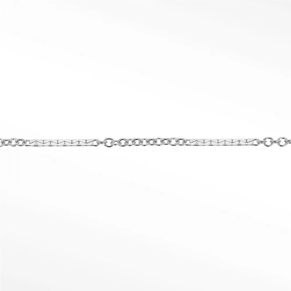 Sterling-silver Dapped chain with textured bars and round links shown in closeup.