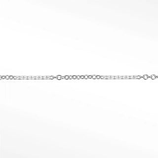 Dapped sterling silver chain featuring silver-toned flat textured links and smaller circular rings for permanent necklace