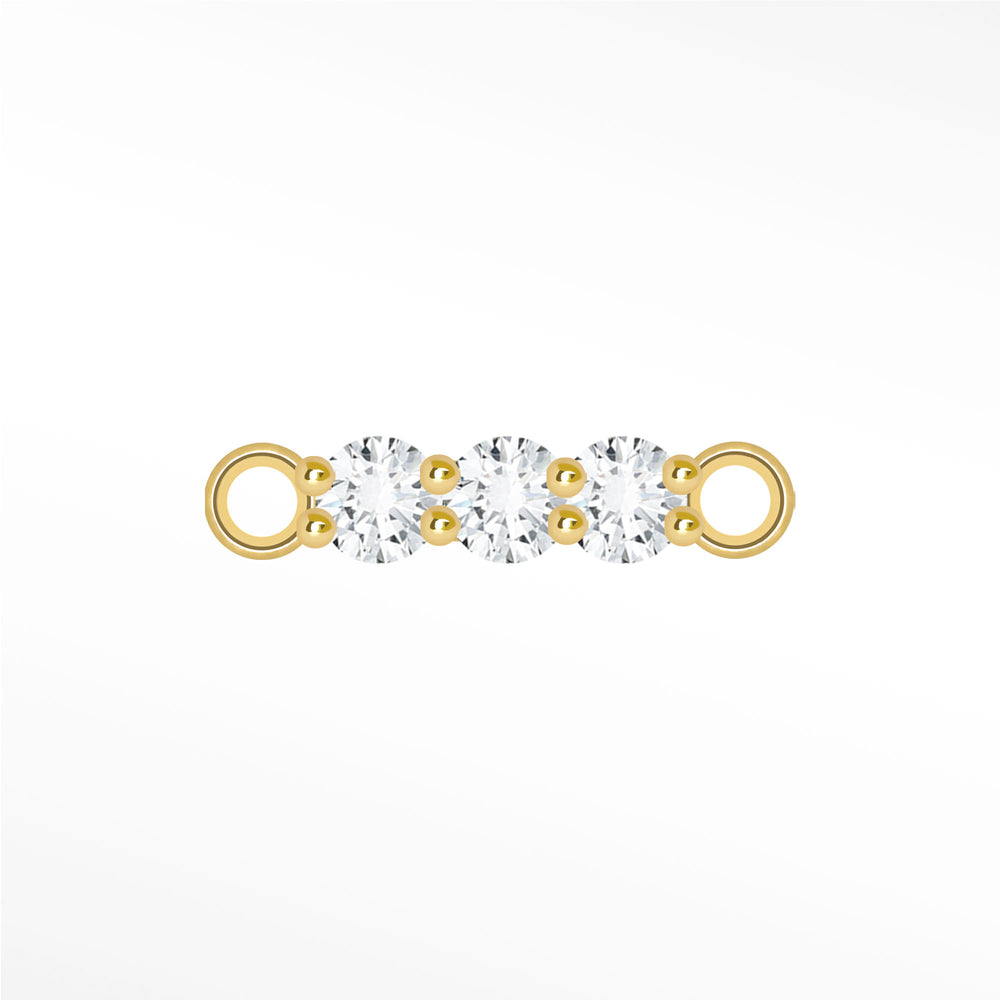 Yellow 14k gold connector bar with three lab-grown diamonds and two end rings.
