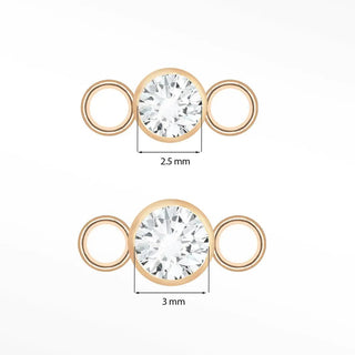 Diamond bezel connectors 14k rose for permanent jewelry - 14k gold / 2.5mm / single - unclassified