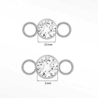 Diamond bezel connectors 14k white for permanent jewelry - 14k gold / 2.5mm / single - unclassified