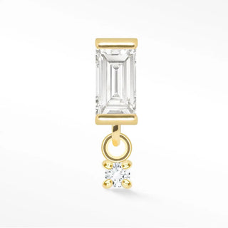 Diamond flat back earring baguette 14k yellow - 14k gold